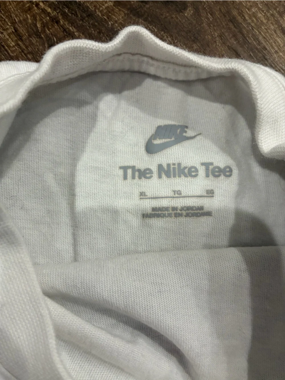 Nike White Cropped Tee with Black Swoosh Girls XL